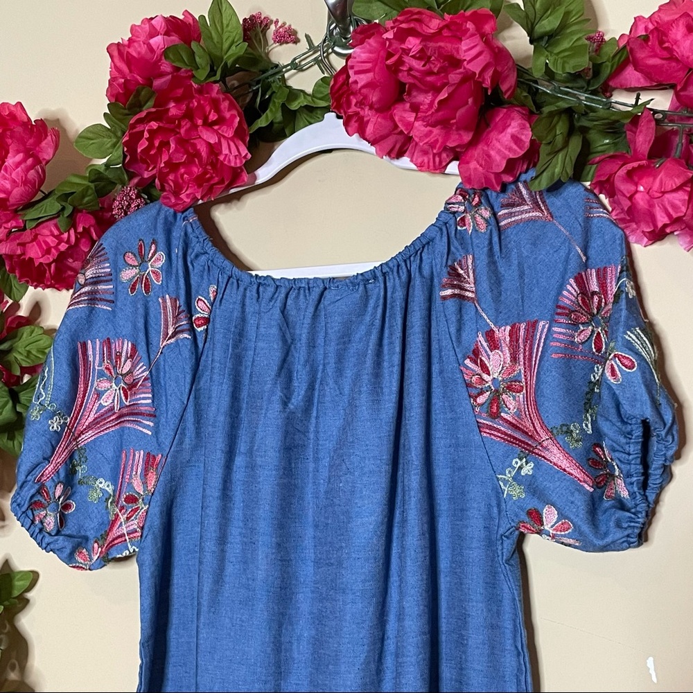 Hayden Girl Floral Embroidered Chambray Dress - Picture 13 of 16